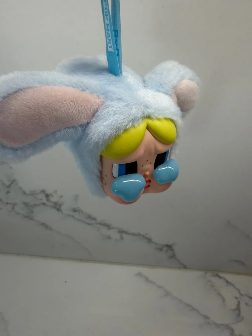 Pop Mart Plush Cry baby Keychain in Light Blue -